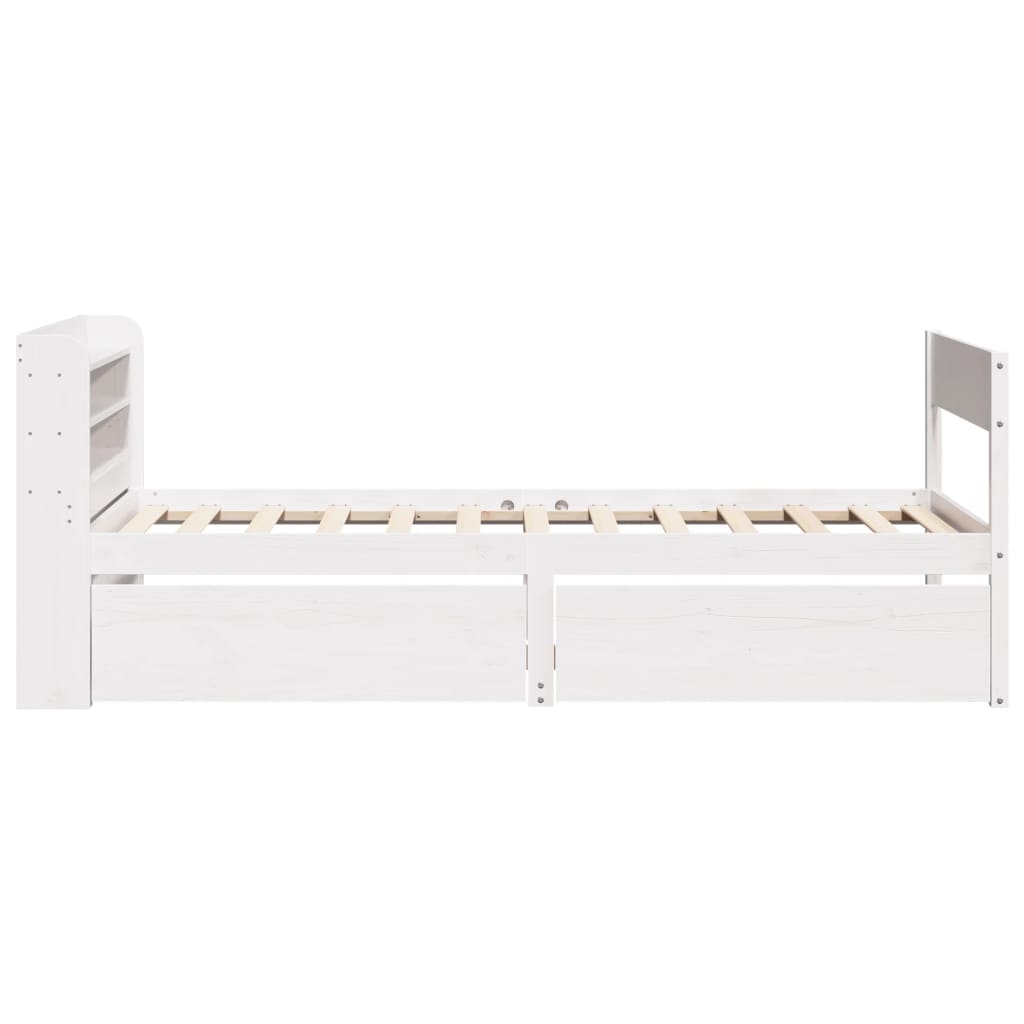 Cadre de lit sans matelas blanc 100x200 cm bois de pin massif - XIOS