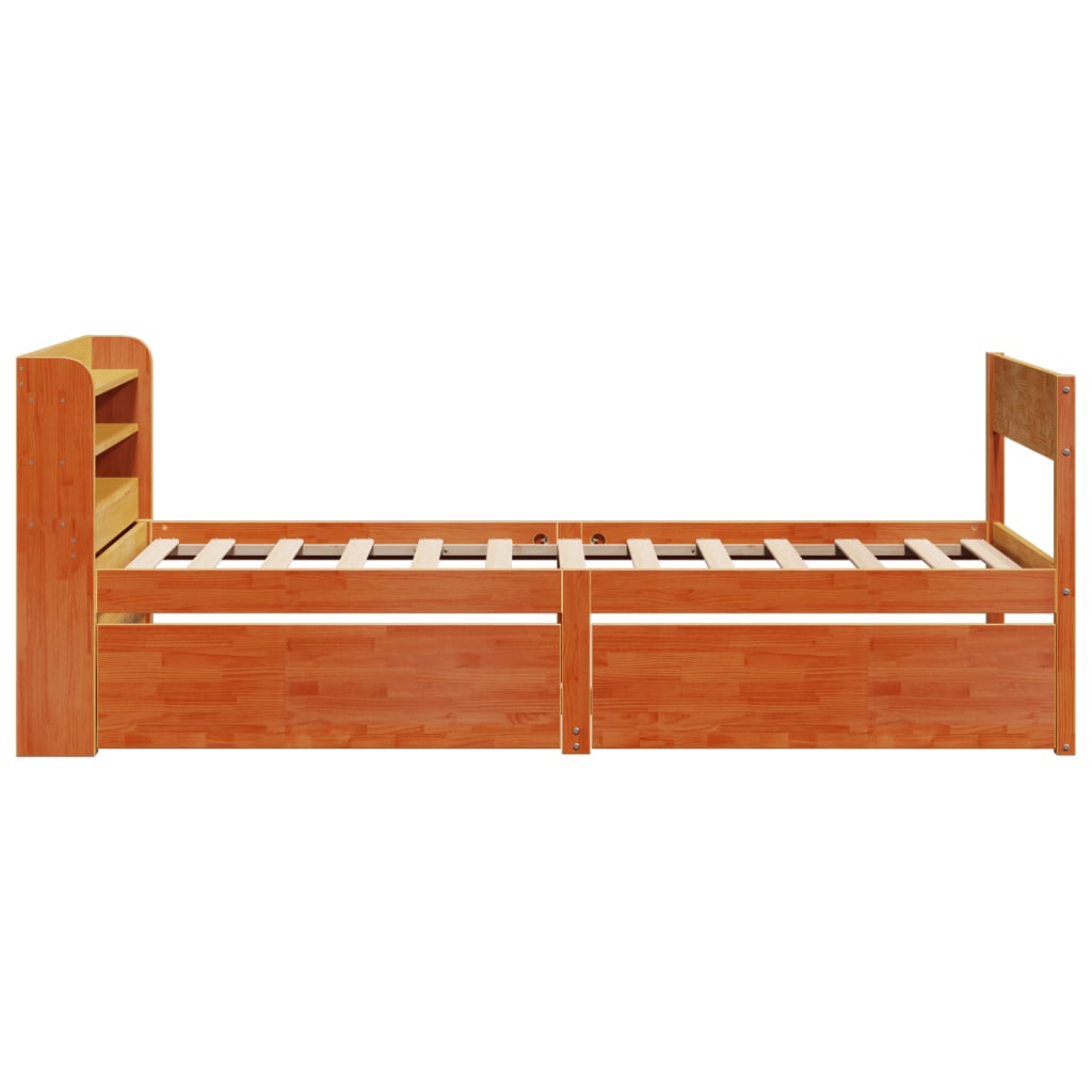 Cadre de lit sans matelas cire marron 100x200cm bois pin massif - XIOS