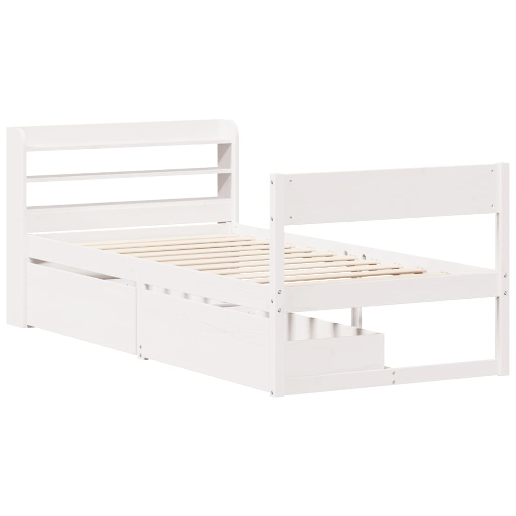 Cadre de lit sans matelas blanc 90x200 cm bois de pin massif - XIOS