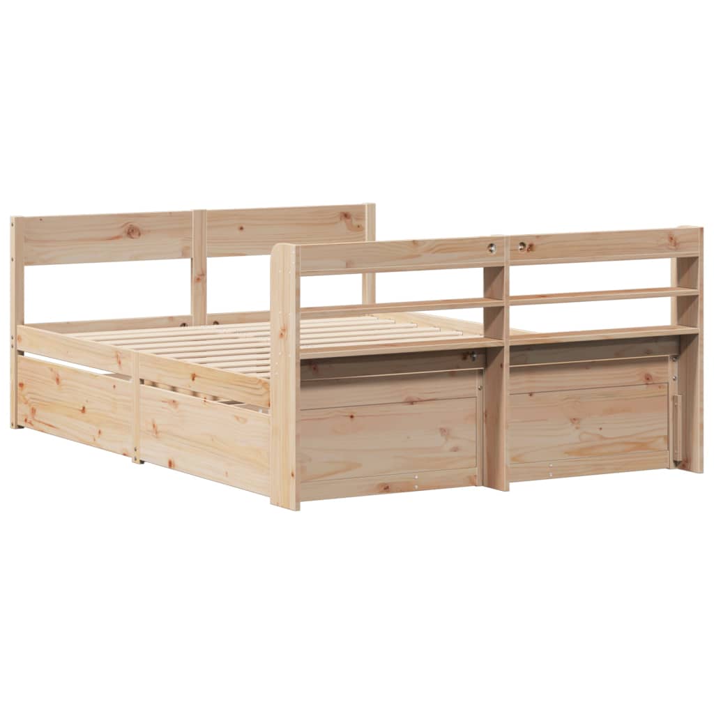 Cadre de lit sans matelas 135x190 cm bois de pin massif - XIOS