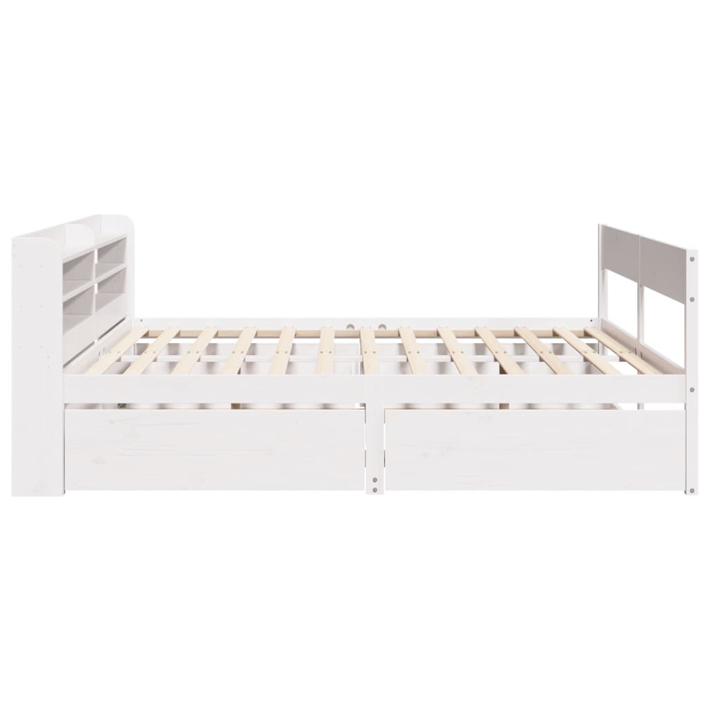 Cadre de lit sans matelas blanc 135x190 cm bois de pin massif - XIOS
