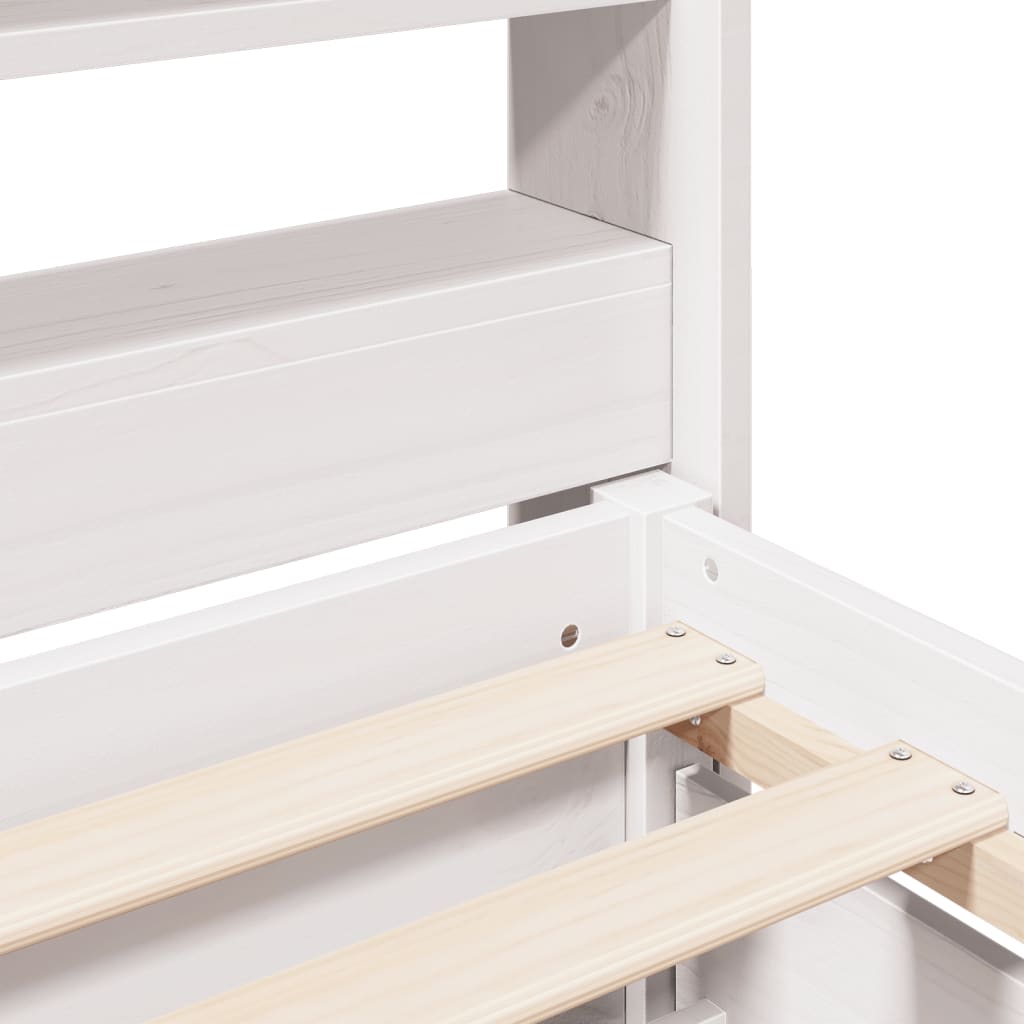 Cadre de lit sans matelas blanc 135x190 cm bois de pin massif - XIOS