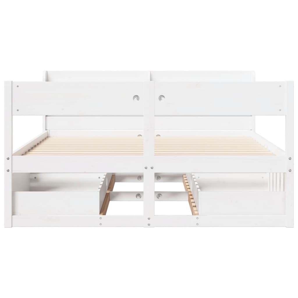 Cadre de lit sans matelas blanc 120x190 cm bois de pin massif - XIOS