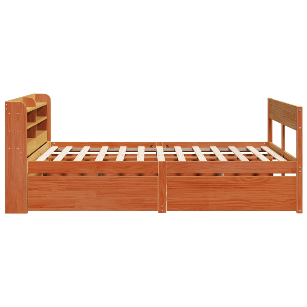 Cadre de lit sans matelas cire marron 120x190cm bois pin massif - XIOS