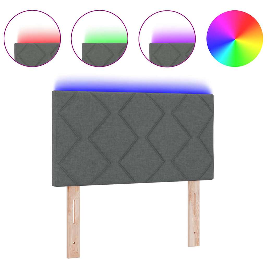 Tête de lit avec des lumières à LED Réglable Gris 80 cm tissu - XIOS