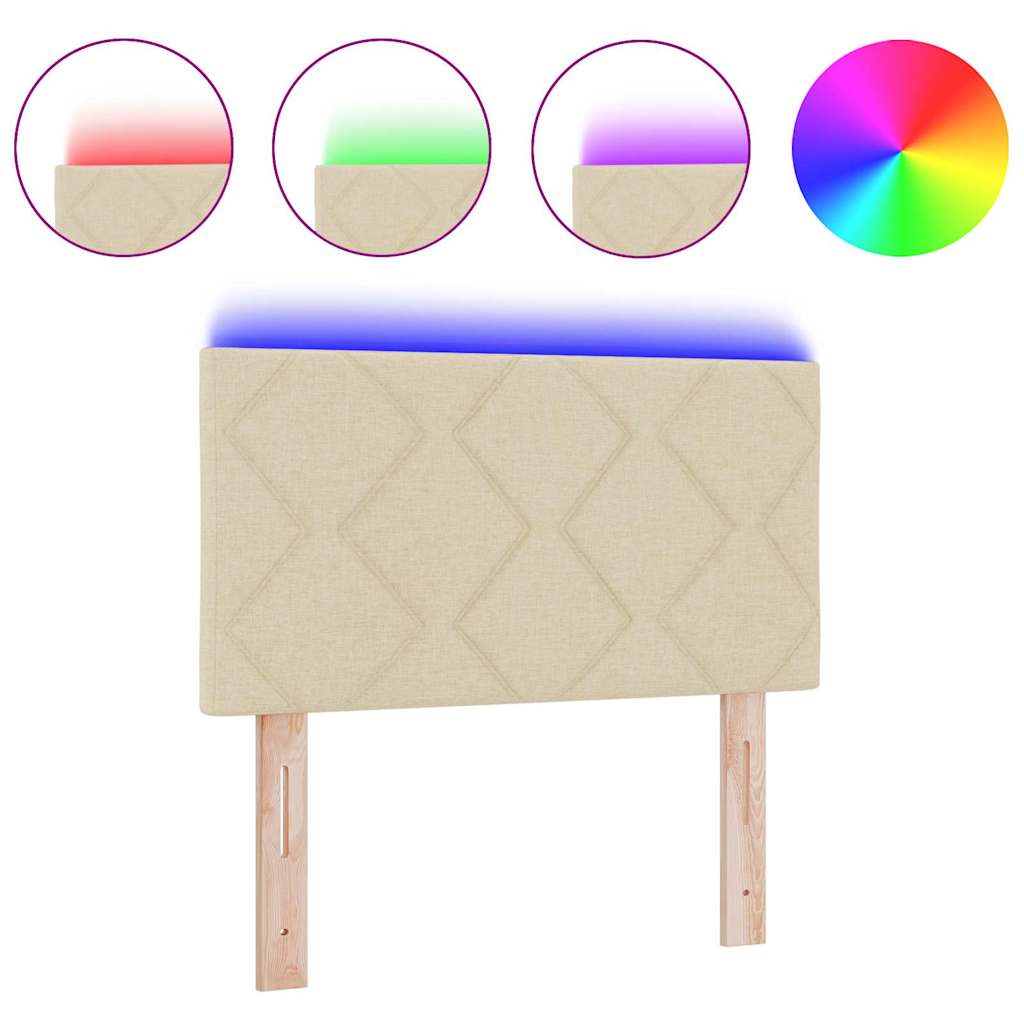 Tête de lit avec des lumières à LED Réglable Crème 80 cm tissu - XIOS