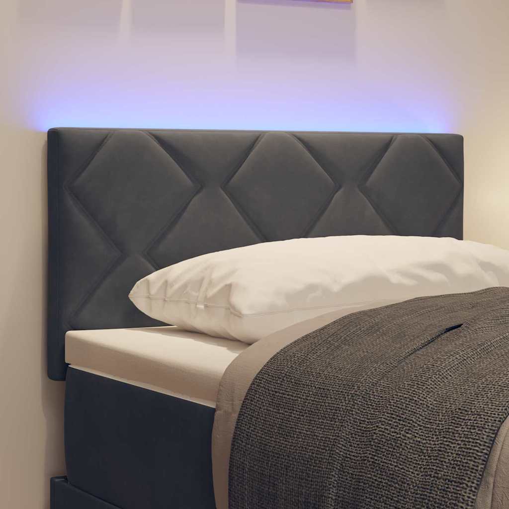 Tête de Lit LED Géométrique Gris foncé 80 cm Velours - XIOS