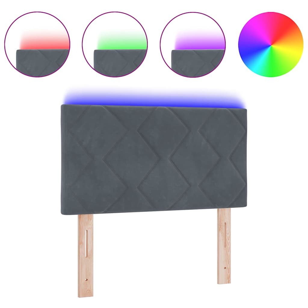 Tête de Lit LED Géométrique Gris foncé 80 cm Velours - XIOS
