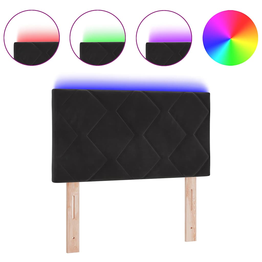 Tête de Lit LED avec des lumières à LED Noir 80 cm Velours - XIOS