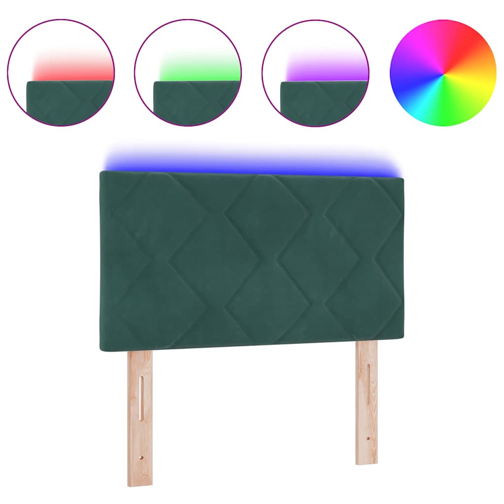 Tête de Lit LED Géométrique Vert foncé 80 cm Velours - XIOS