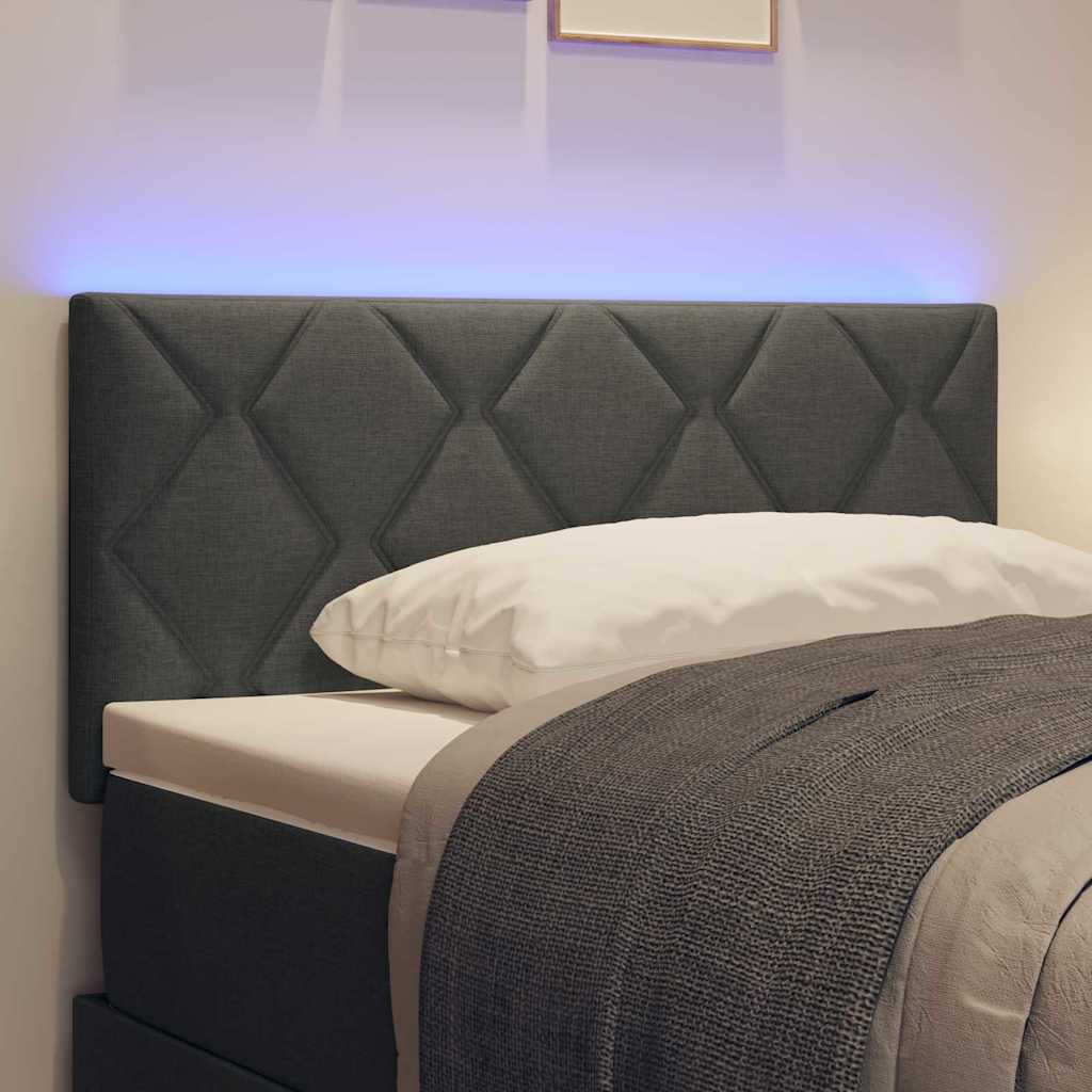 Tête de lit avec des lumières à LED Réglable Gris 90 cm tissu - XIOS