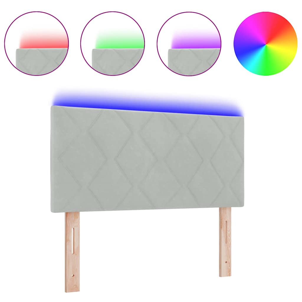 Tête de Lit LED Géométrique Gris clair 90 cm Velours - XIOS