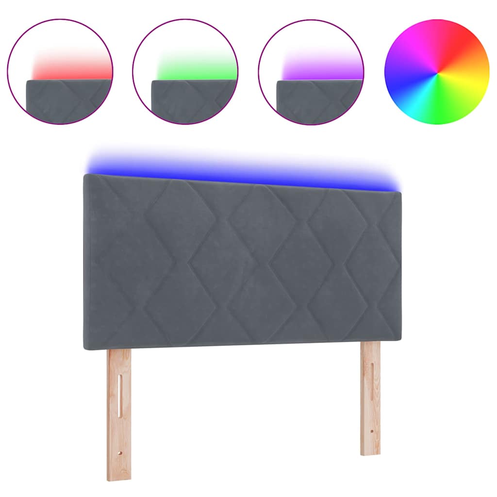 Tête de Lit LED Géométrique Gris foncé 90 cm Velours - XIOS