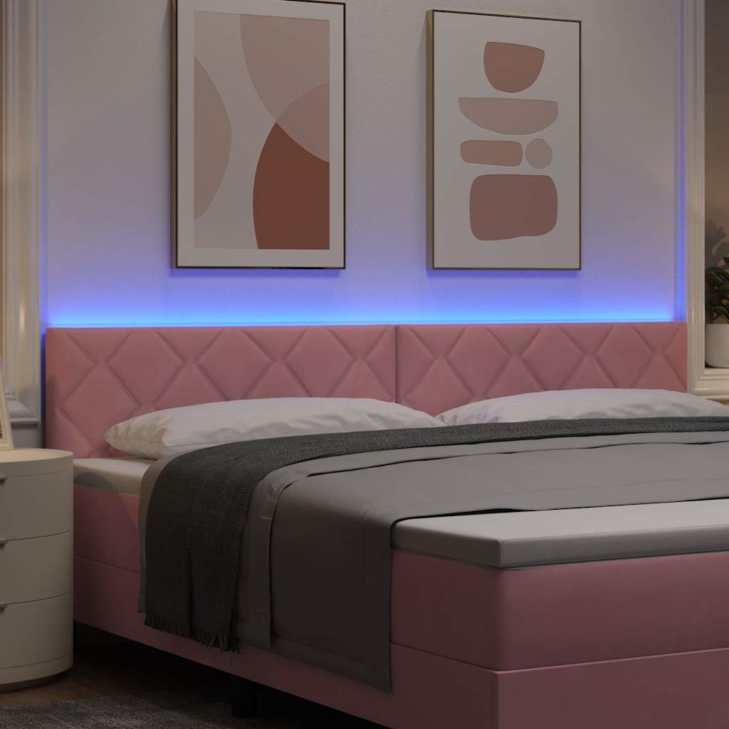 Tête de Lit LED avec des lumières à LED Rose 200 cm Velours - XIOS
