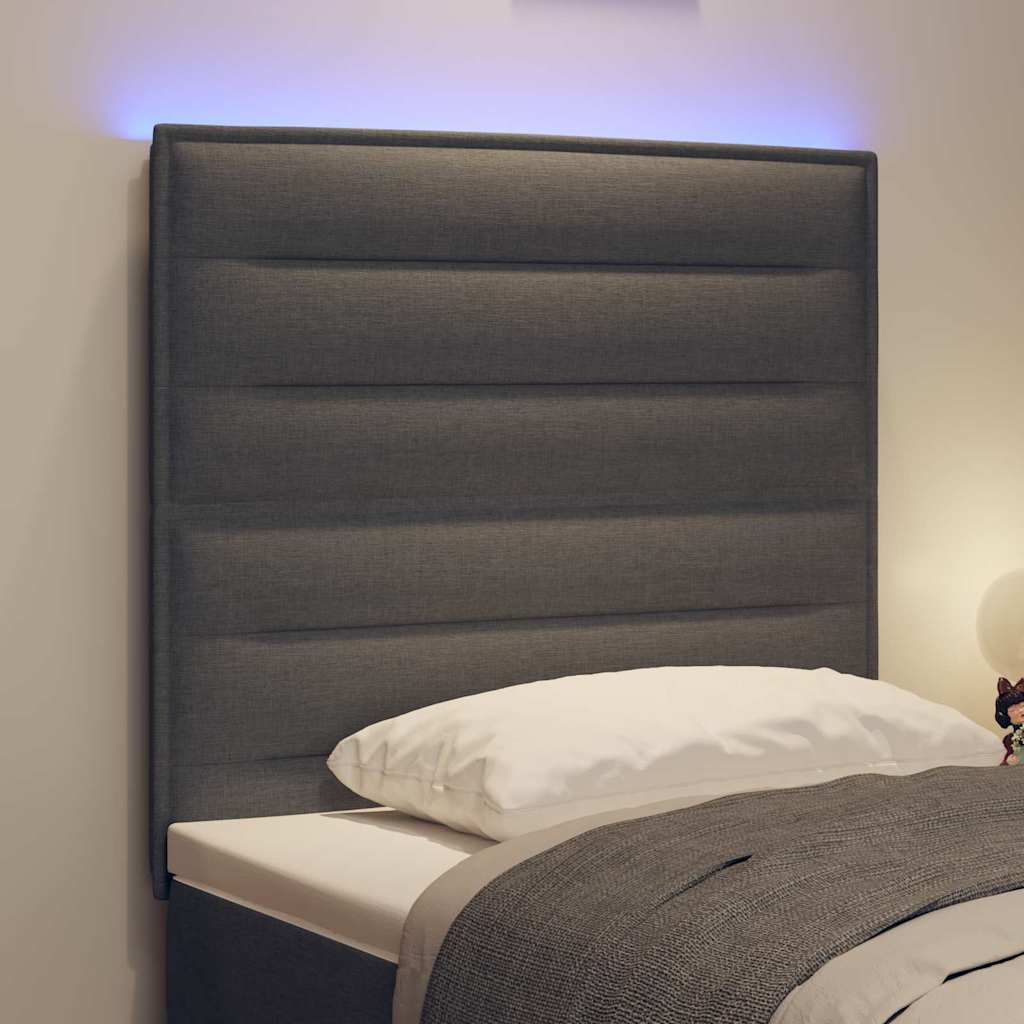 Tête de lit LED avec tête de lit Gris foncé 90 cm Polyester - XIOS