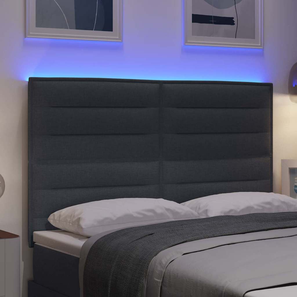 Tête de lit LED avec tête de lit Gris foncé 144 cm Polyester - XIOS