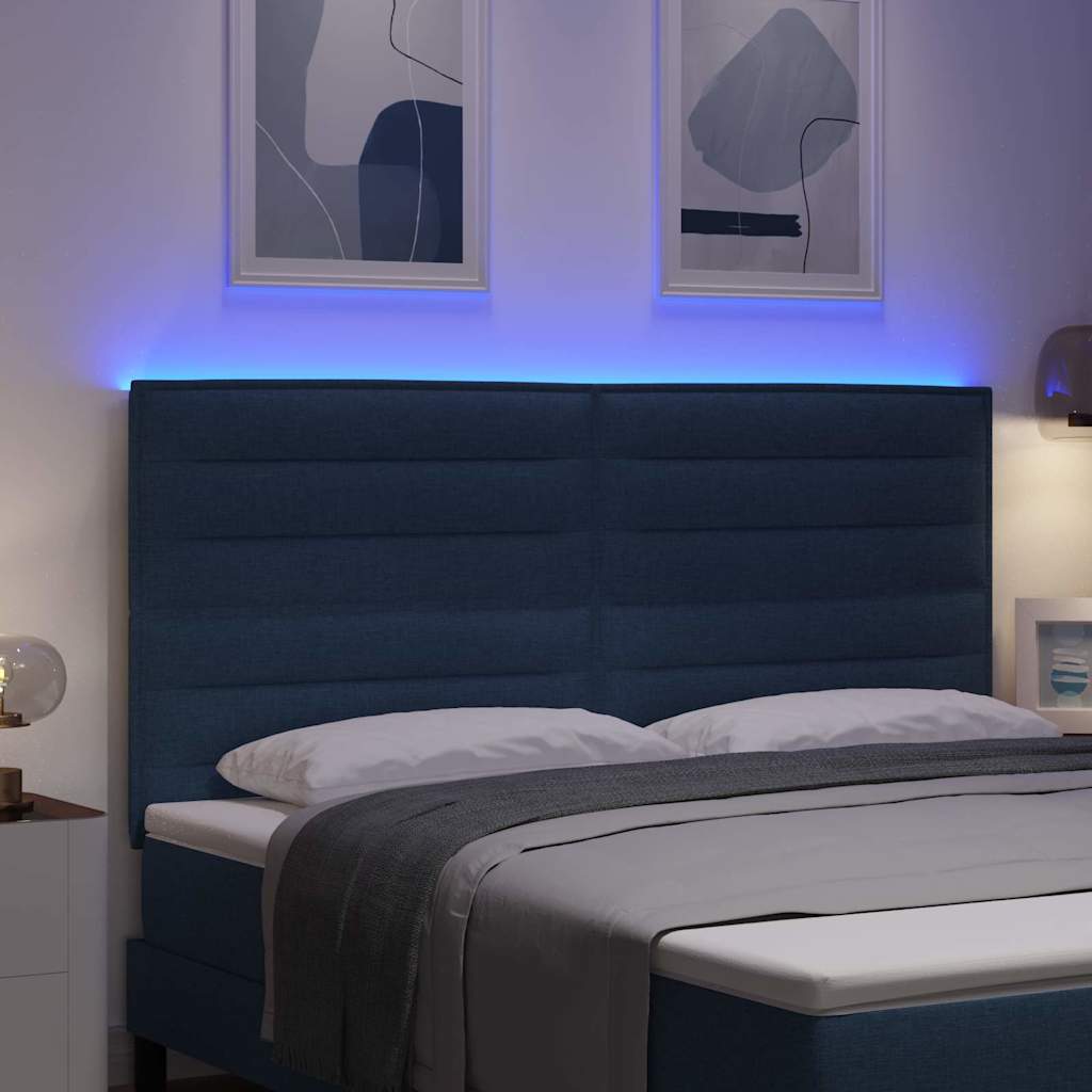 Tête de lit LED Bleu tissu