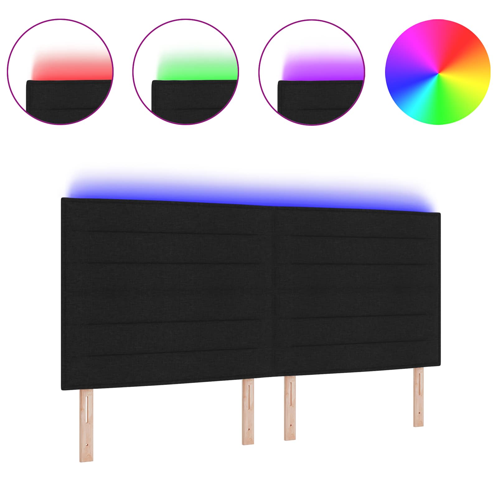 Tête de lit LED avec des lumières à LED Noir 200 cm Polyester - XIOS