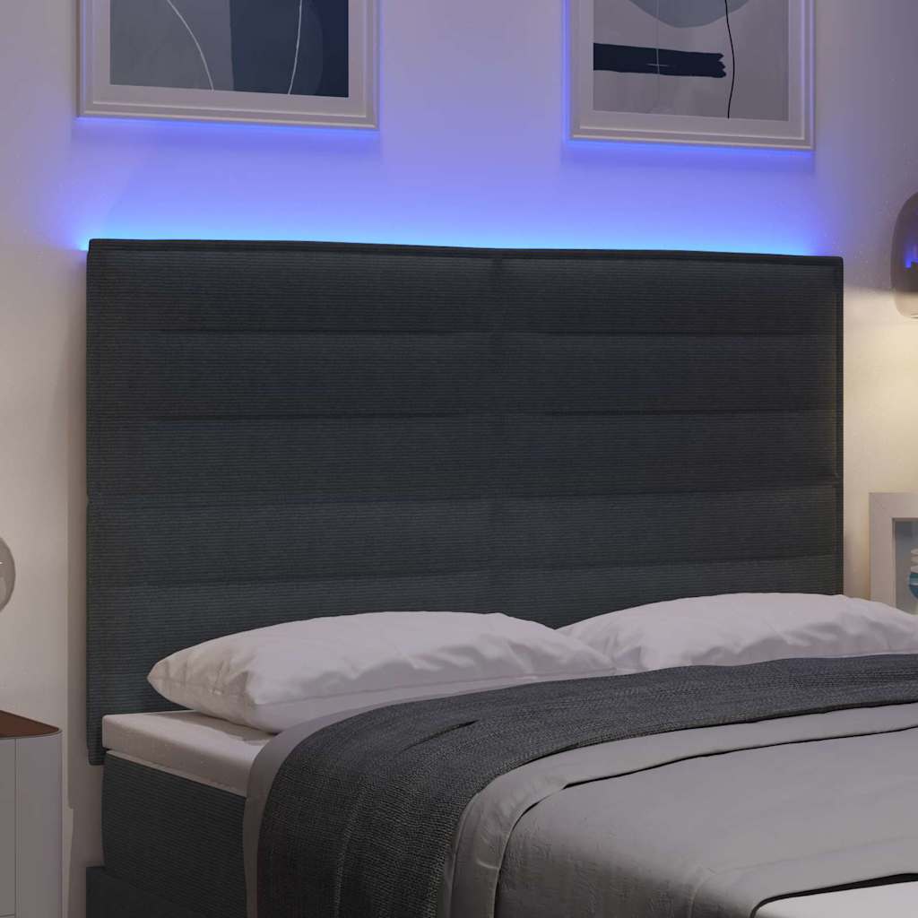 Tête de lit LED avec tête de lit Gris foncé 160 cm Polyester - XIOS