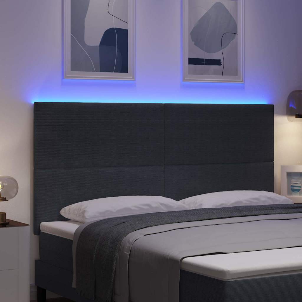 Tête de lit LED avec tête de lit Gris foncé 180 cm Polyester - XIOS