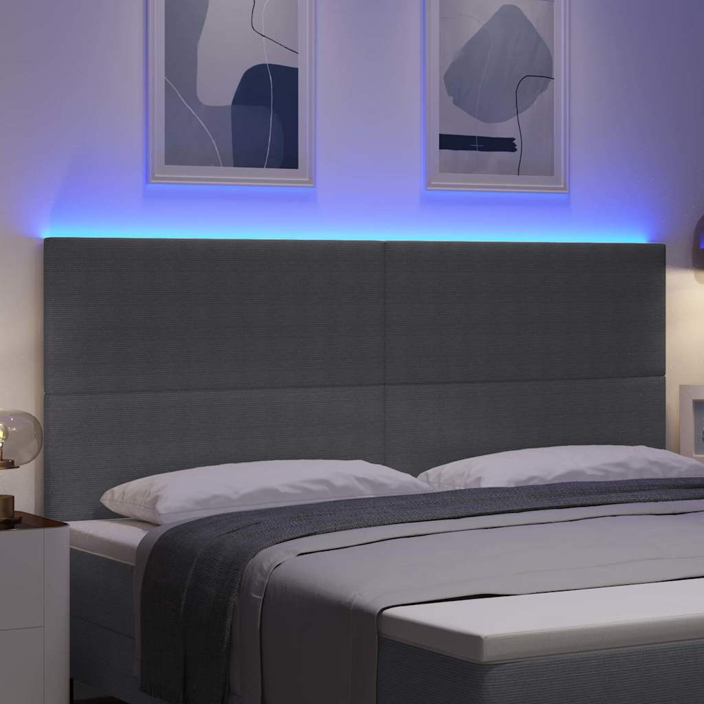 Tête de lit LED Gris clair 200 cm Tissu en velours côtelé