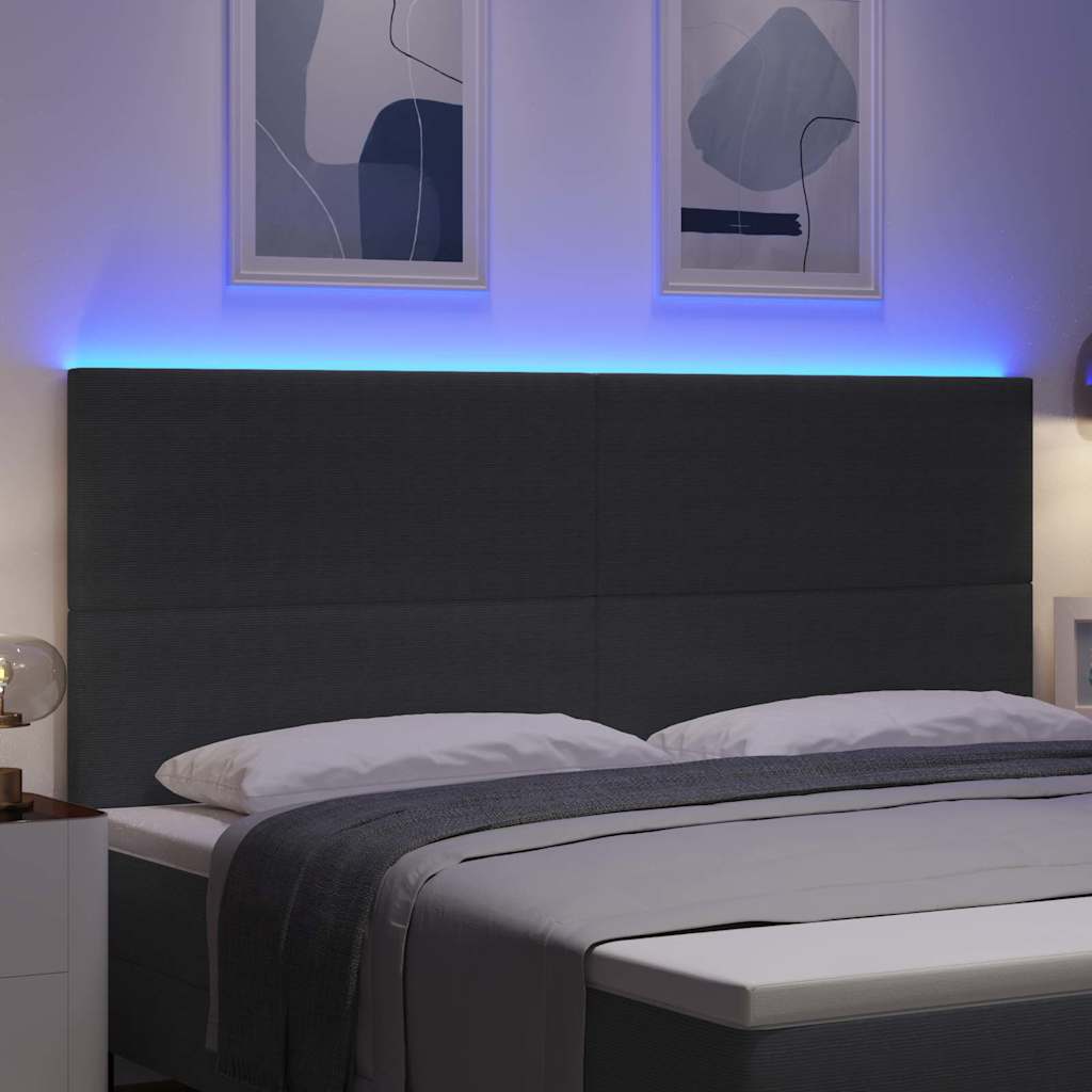 Tête de lit LED Gris foncé 200 cm Tissu en velours côtelé