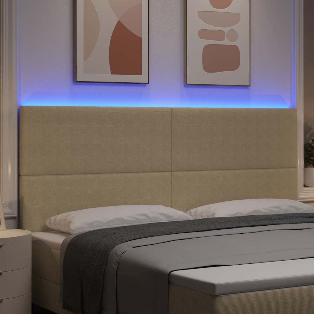 Tête de lit LED Vert gris 200 cm Tissu en velours côtelé