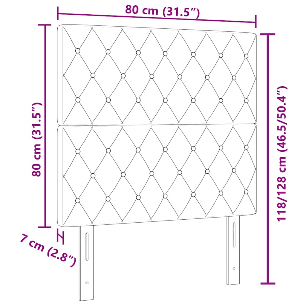 Tête de Lit LED Argyle Gris clair 80 cm Velours - XIOS