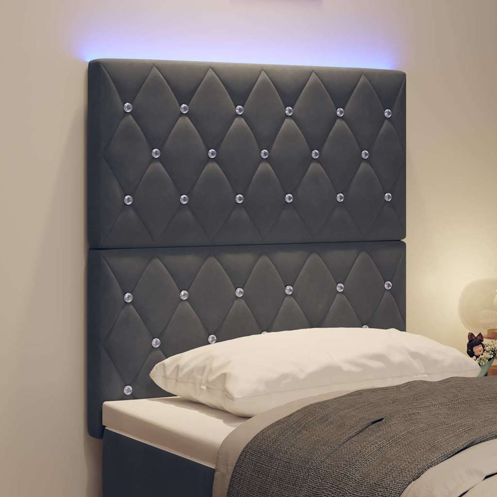 Tête de Lit LED Argyle Gris foncé 80 cm Velours - XIOS