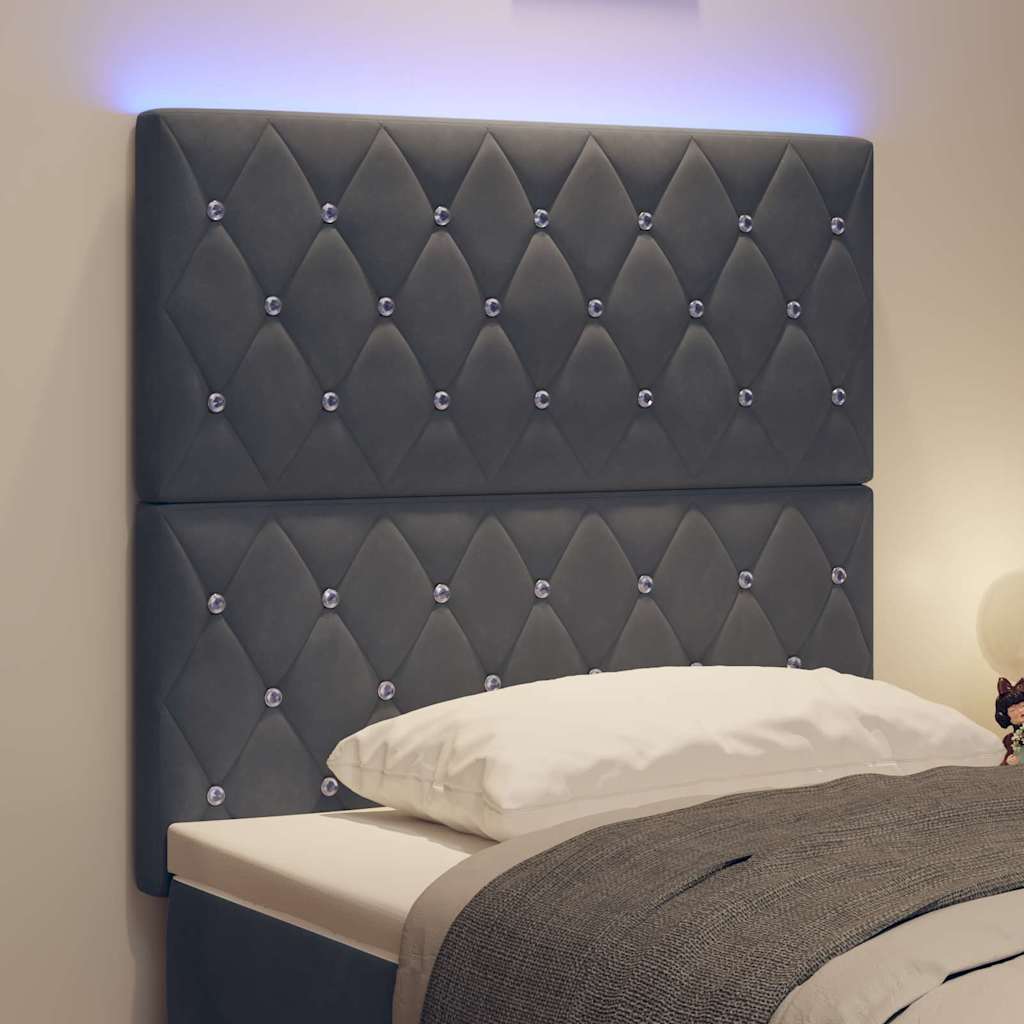 Tête de lit LED avec tête de lit Gris foncé 90 cm Polyester - XIOS