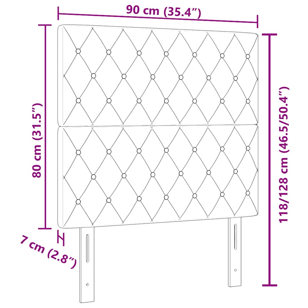 Tête de lit LED avec tête de lit Gris foncé 90 cm Polyester - XIOS