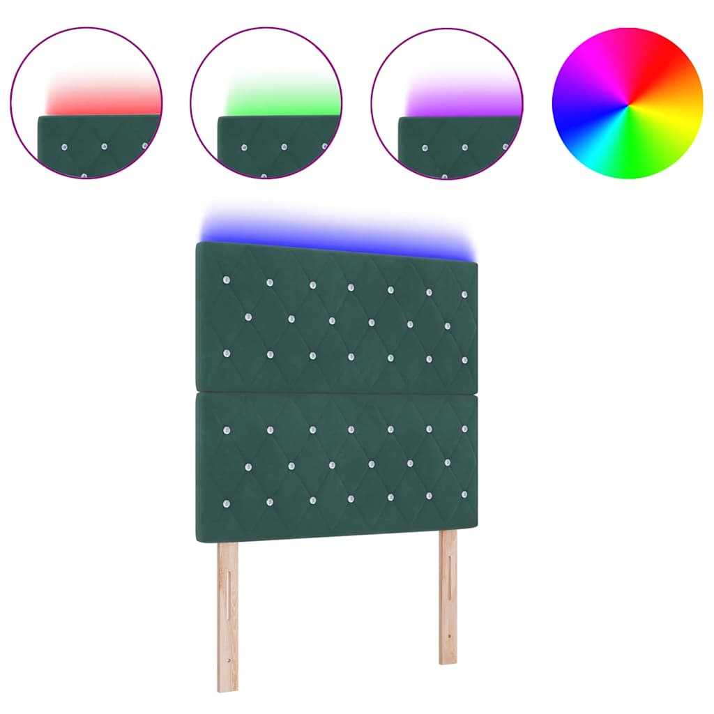 Tête de Lit LED Argyle Vert foncé 100 cm Velours - XIOS