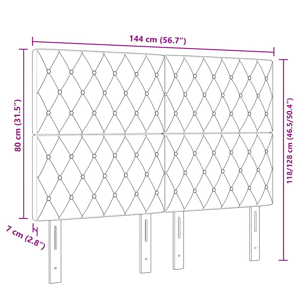 Tête de lit LED Argyle Gris foncé 80 cm Velours - XIOS