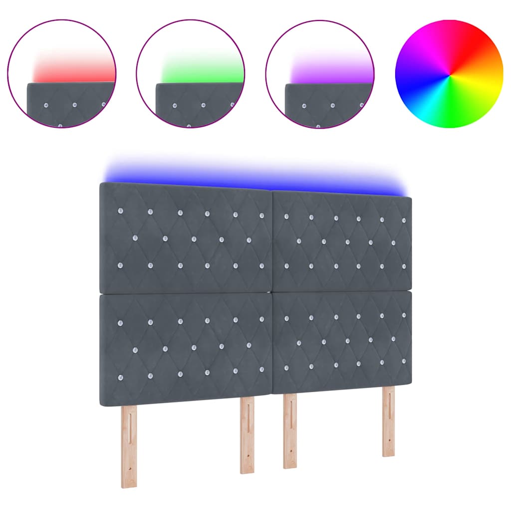 Tête de lit LED Argyle Gris foncé 80 cm Velours - XIOS