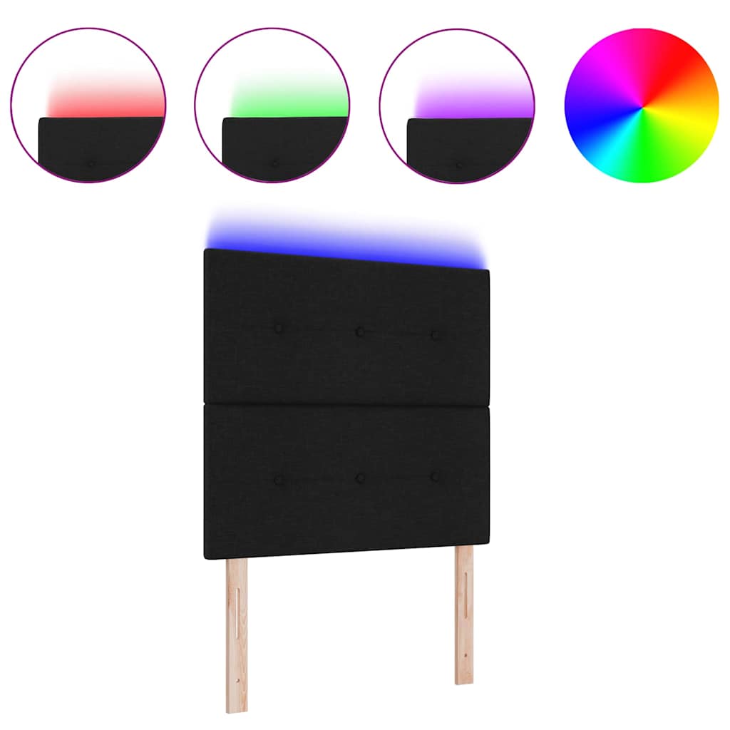 Tête de Lit LED avec des lumières à LED Noir 100 cm tissu - XIOS