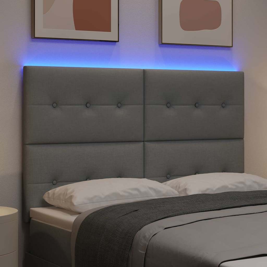 Tête de lit LED avec tête de lit Gris clair 144 cm Polyester - XIOS
