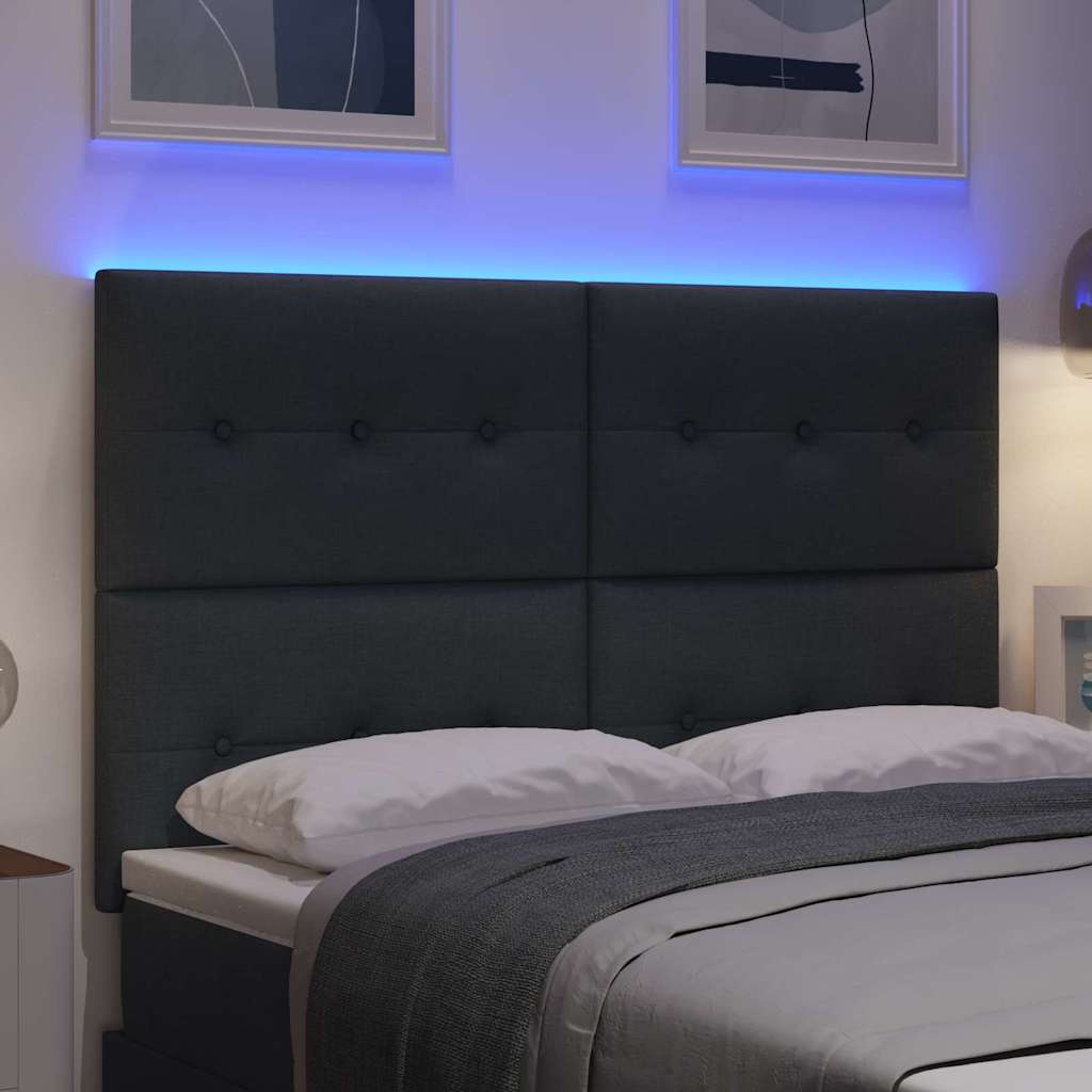 Tête de lit LED avec tête de lit Gris foncé 144 cm Polyester - XIOS