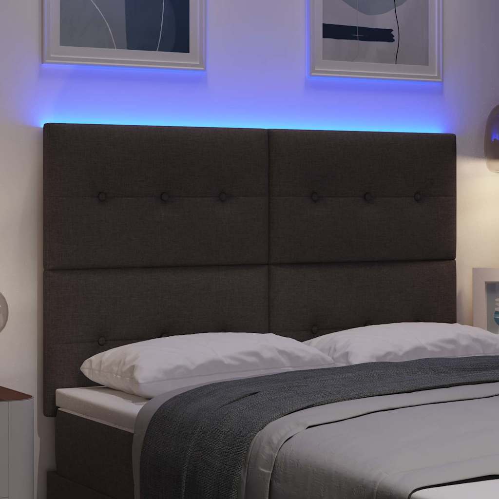 Tête de lit LED avec tête de lit Marron foncé 144 cm Polyester - XIOS