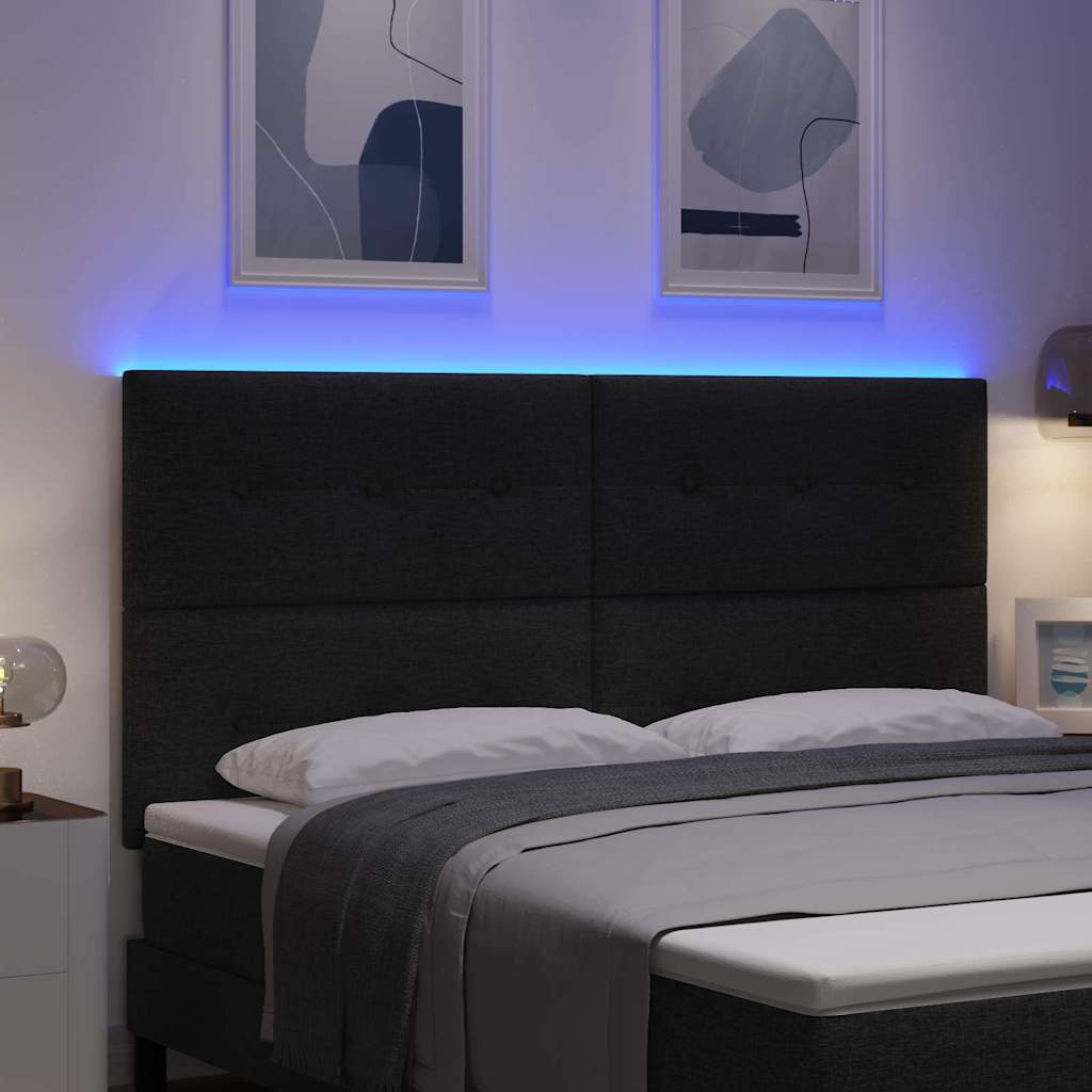 Tête de lit LED avec bandes LED Noir 180 cm tissu