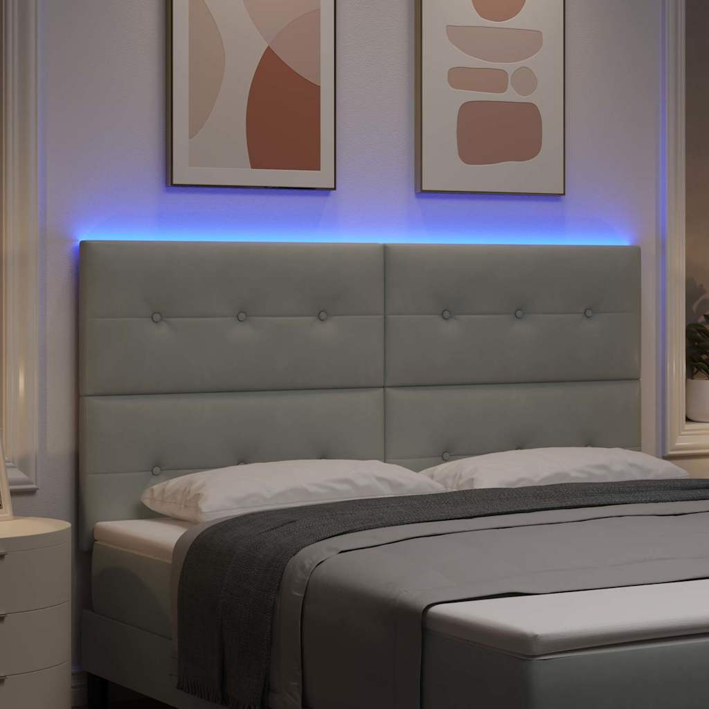 Tête de lit LED avec tête de lit Gris clair 180 cm Polyester - XIOS