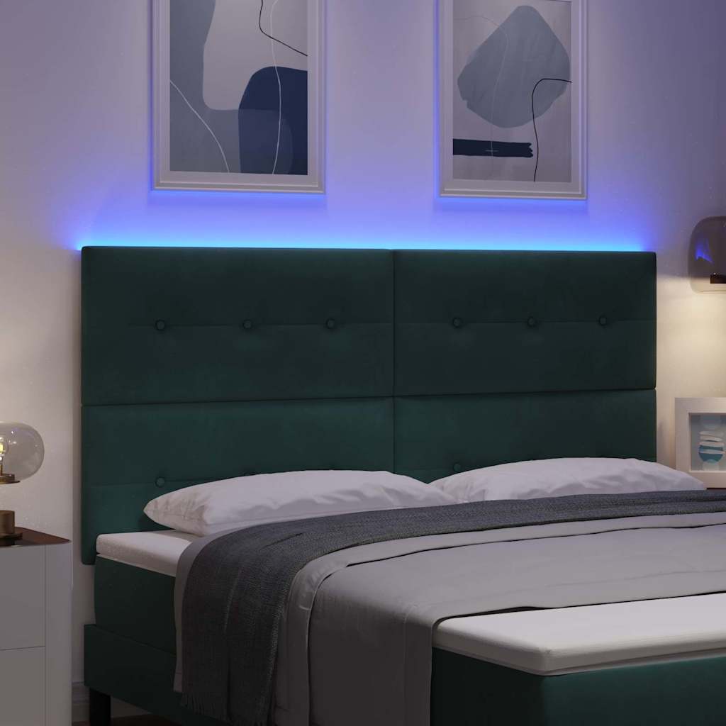 Tête de lit LED avec bandes LED Vert 180 cm Velours