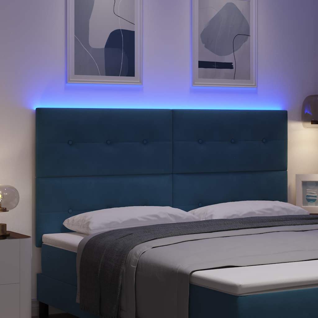 Tête de lit LED avec bandes LED Bleu 180 cm Velours
