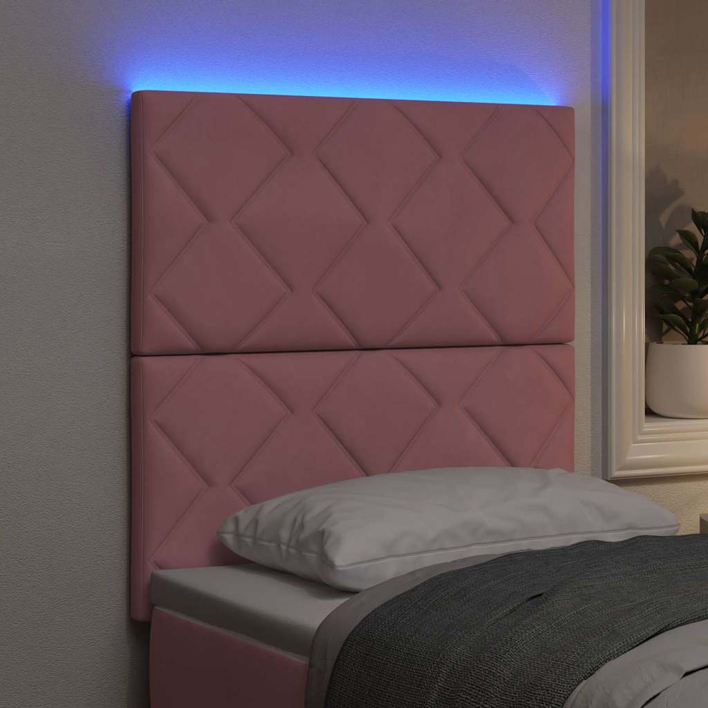 Tête de lit LED Rose 80 cm Cuir synthétique - XIOS