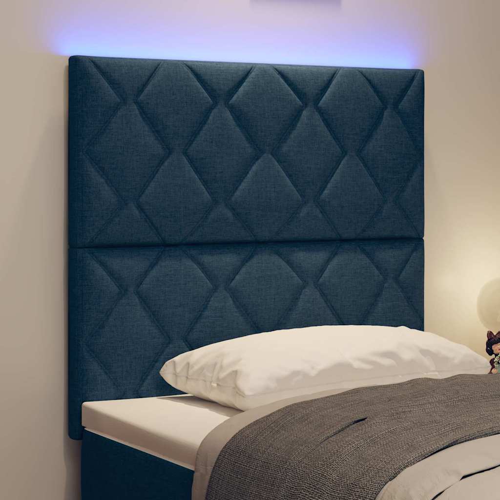 Tête de lit avec des lumières à LED Réglable Bleu 100 cm tissu - XIOS