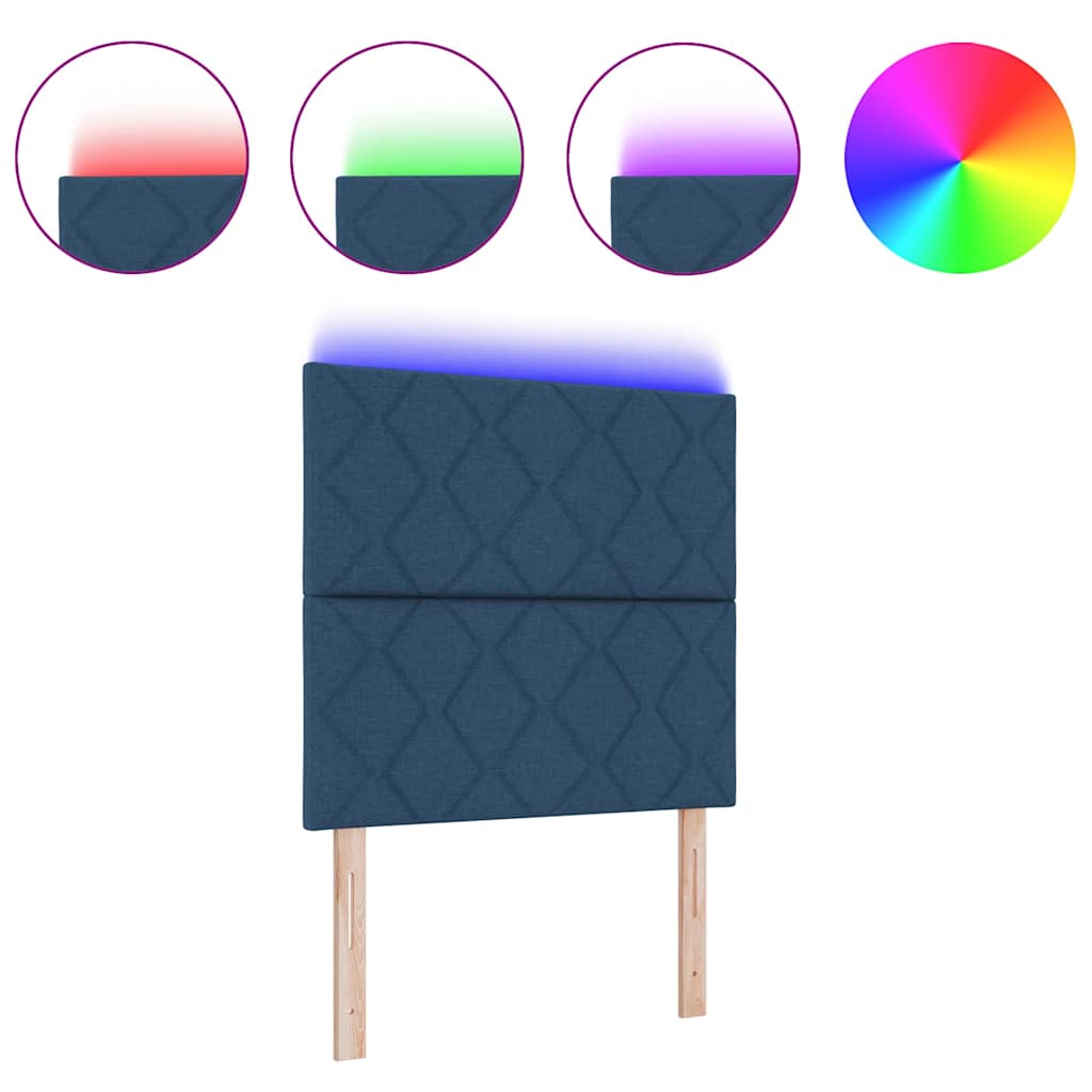 Tête de lit avec des lumières à LED Réglable Bleu 100 cm tissu - XIOS