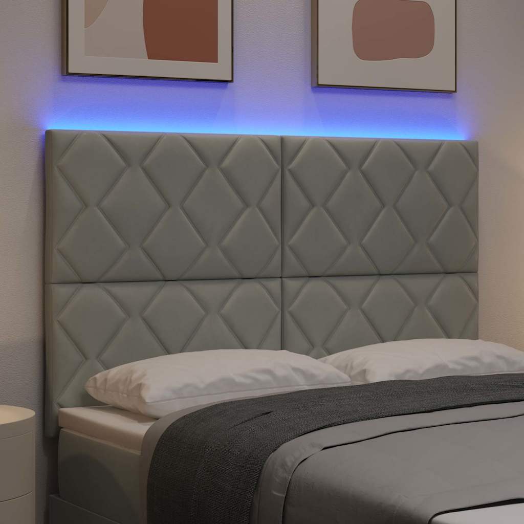 Tête de Lit LED Géométrique Gris clair 144 cm Velours - XIOS