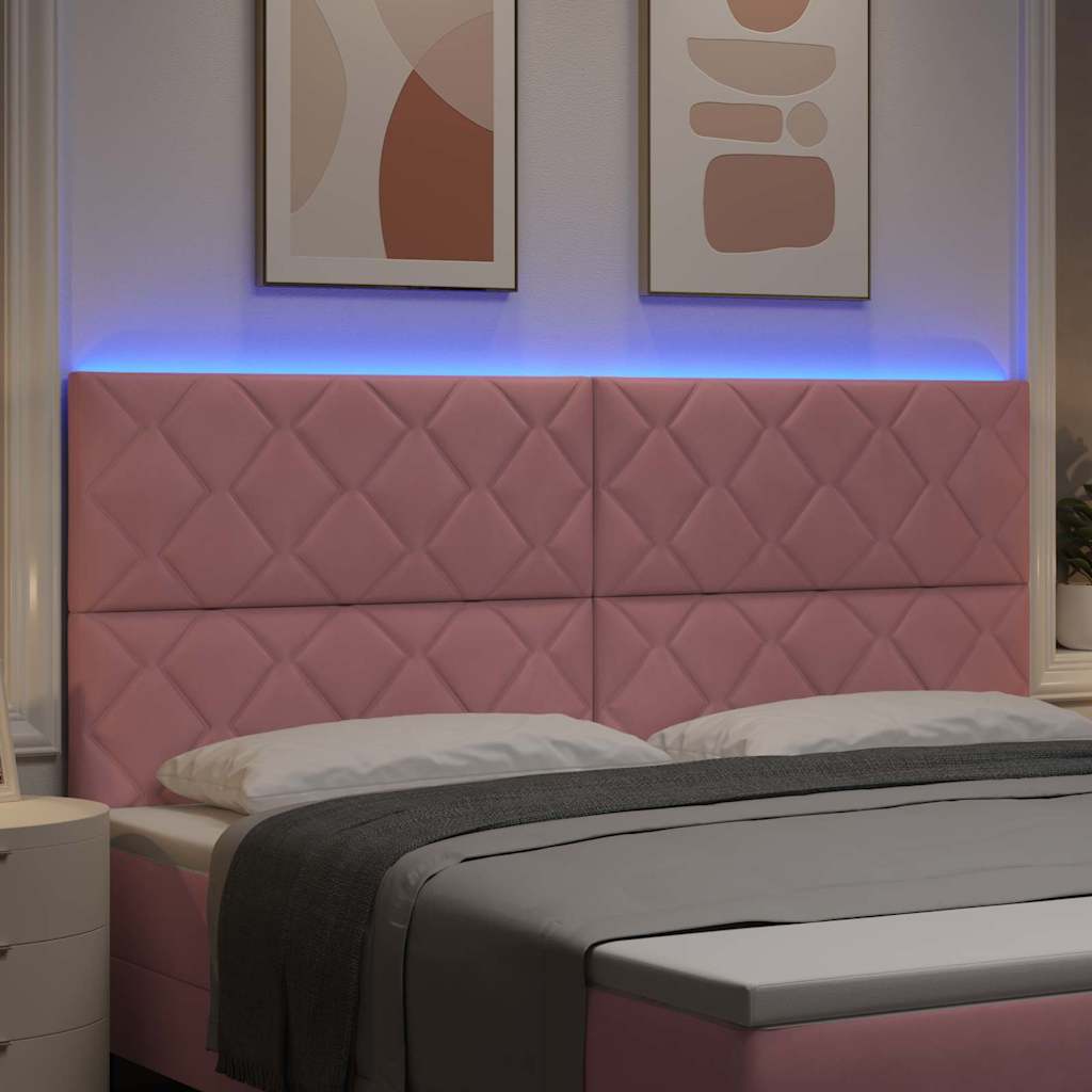 Tête de Lit LED avec des lumières à LED Rose 200 cm Velours - XIOS