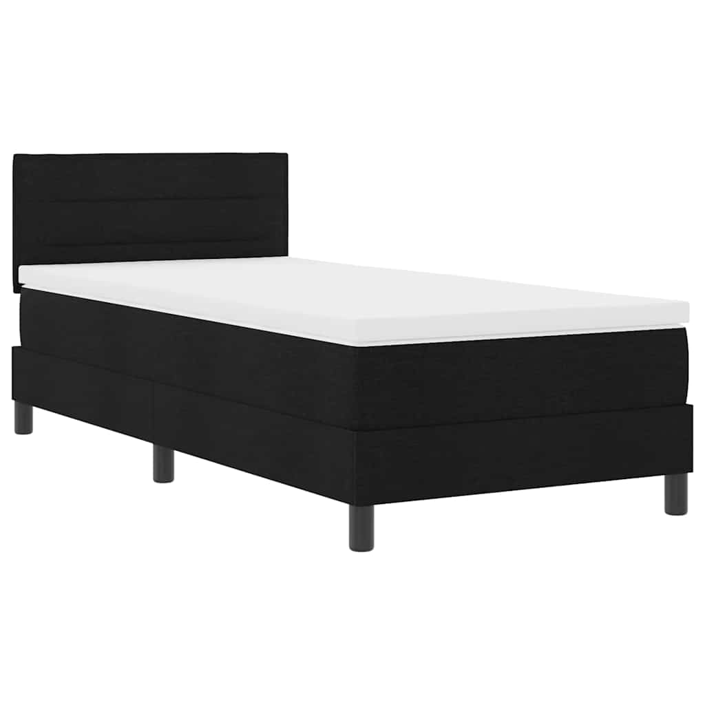 Lit à ressorts avec tête de lit Noir 90 x 190 cm tissu - XIOS