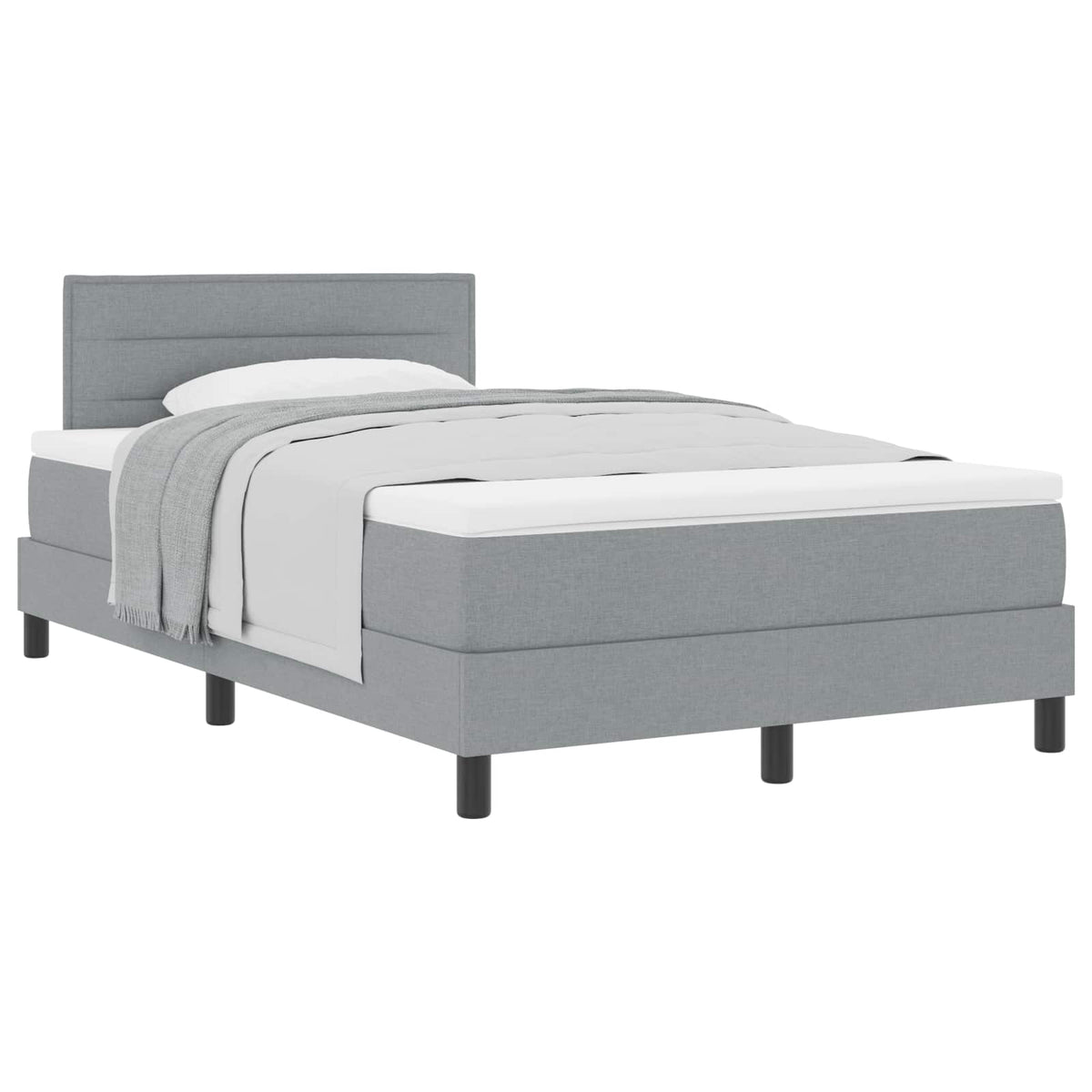 Lit à ressorts avec matelas Gris clair 120 x 190 cm tissu