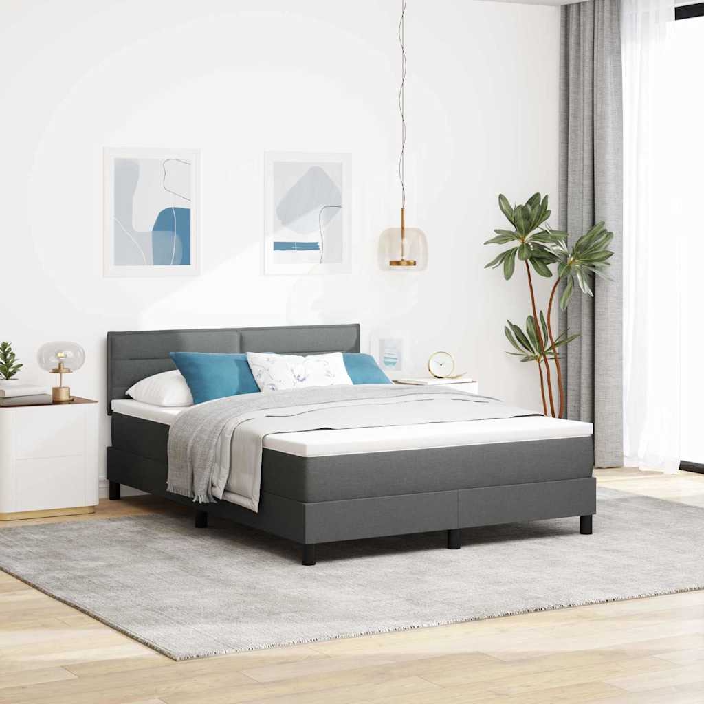Lit à ressorts avec tête de lit Gris foncé 160 x 200 cm tissu - XIOS